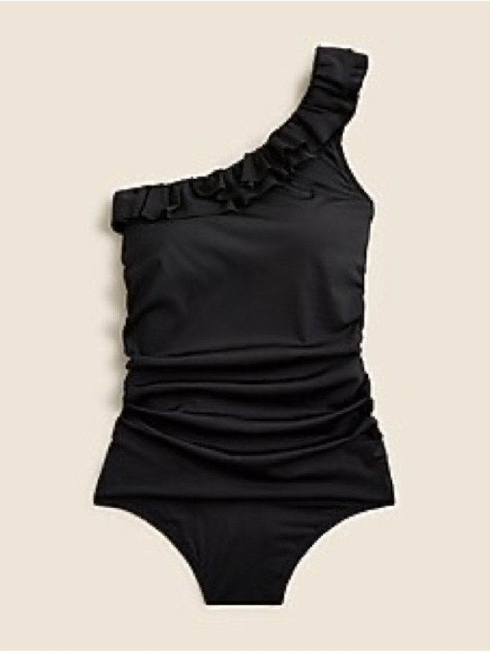 NEW J. Crew One-Shoulder Black Ruffled One-Piece Swimsuit - Size 6